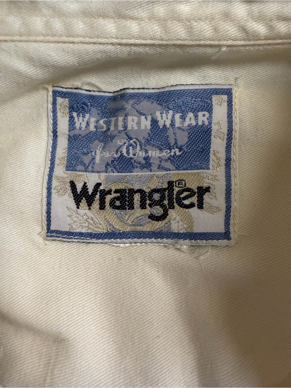 Vintage Wrangler Western Wear Embroidered Southwestern Button Down Ivory Medium - Picture 4 of 14